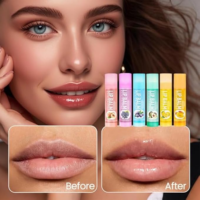 SWIUKPHE FRUIT FLAVORED NATURAL LIP BALM SET LONG LASTING ANTI-CHAPPING MOISTURIZERS FOR WINTER LIP CARE FOR DRY CRACKED LIPS 6 PACK - Image 2